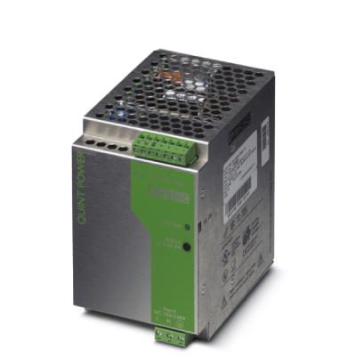 Phoenix Contact Switching Power Supply; QUINT-PS-100-240AC/24DC/10; 24VDC OUT; 10A; 85-264VAC / 90-350VDC IN; Single Phase; DIN Rail Mount; Metal Frame